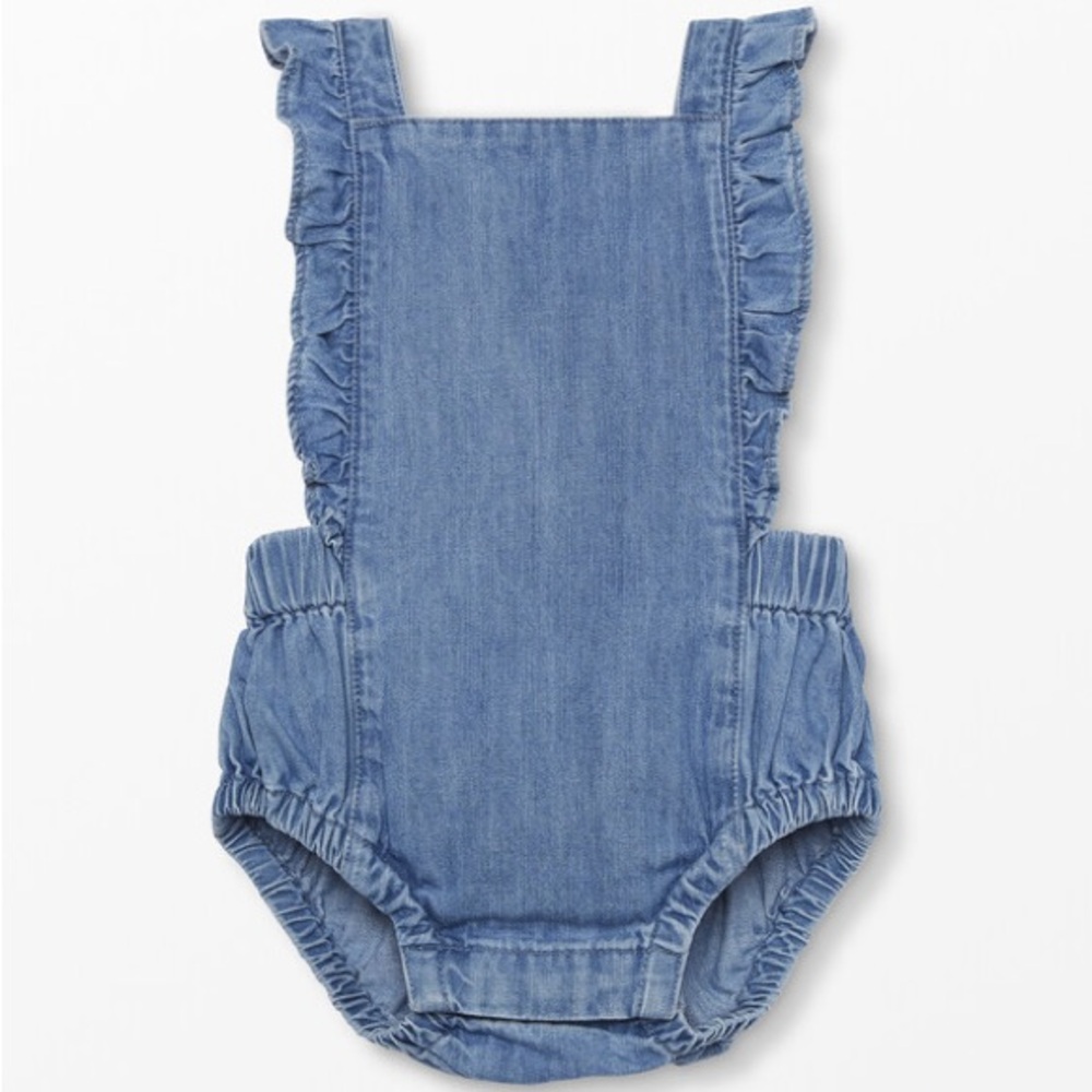 Hanna Andersson Baby Chambray One Piece Overalls - Size 3T - Light Wash Denim